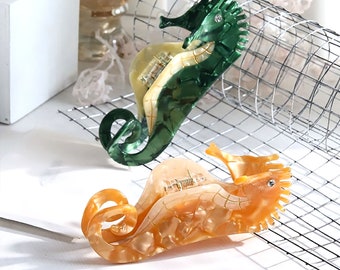 Seahorse Lobster Acetate Hair Clip, Sea Creature Claw Clip
