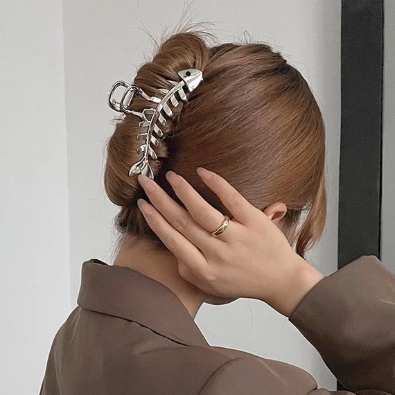 1Pc Fish Bone Shape Grip,Metal Claw, Hair Accessories,Women Clip For Thick Hair