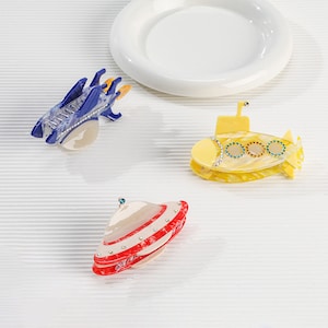 Submarine Hair Clips, UFO Hair Clips, Spaceship Hair Clips, Acetate Claw Clips