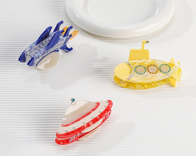 Acetate Submarine, UFO, Spaceship Hair Claw Clips