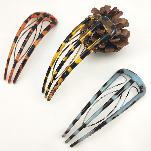3 Zinken Leopard Print Haarforke, Bestes Haar Accessoire für Updo, geeignet für dünnes und dickes Haar, Vintage Haarschmuck für Frauen