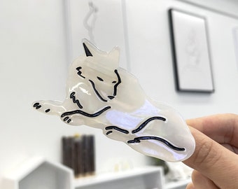 White Wolf Hair Clips, Acetate Paw Clips, Cute Hair Clips, Hair Accessories, Perfect Gift for Her
