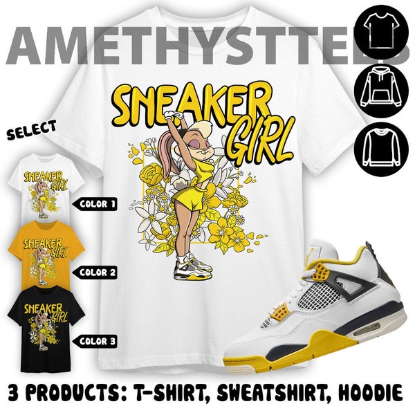 Sneaker Girl Bunny Unisex Color T-Shirt, Sweatshirt, Hoodie, AJ 4 Vivid Sulfur, Shirt In Gold To Match Sneaker Tee
