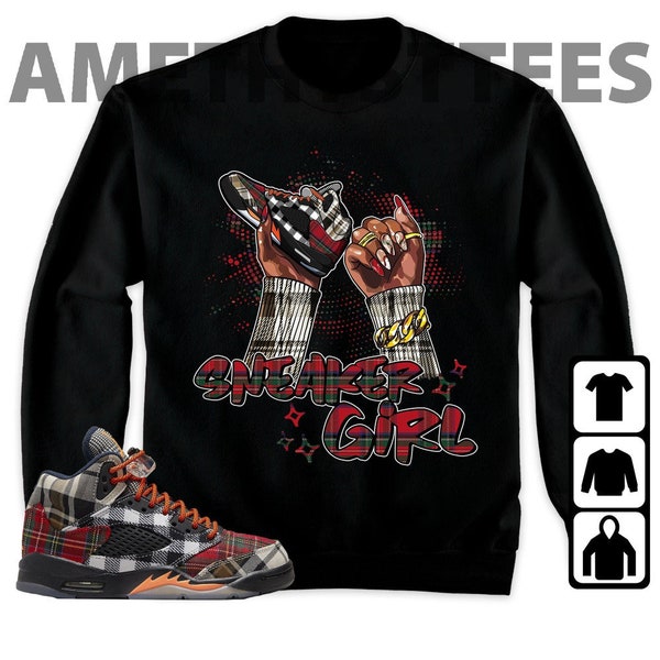 Jordan 5 Plaid Unisex T-Shirt, Tee, Sweatshirt, Hoodie, Sneaker Girl Nail, Shirt To Match Sneaker