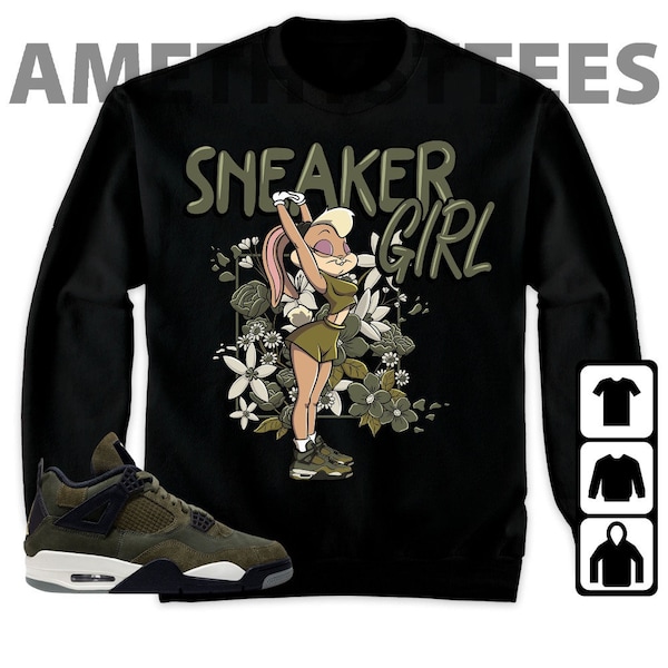 Jordan 4 SE Craft Medium Olive Unisex T-Shirt, Tee, Sweatshirt, Hoodie, Sneaker Girl Bunny, Shirt To Match Sneaker