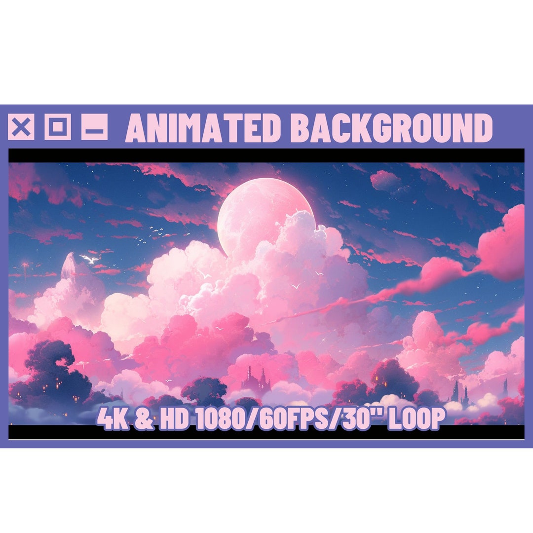 Animated Background Lofi Pink Clouds Sky Scene for Vtuber, Twitch or ...