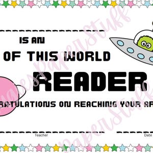 Reading Reward Certificate