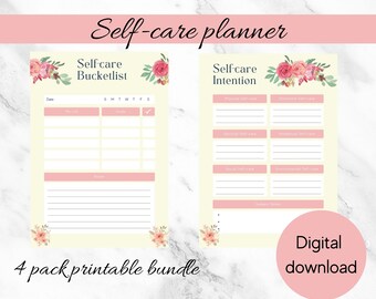 Liste de contrôle d'auto-soins pour la santé mentale et le bien-être, cadeau de pleine conscience de bien-être quotidien, planificateur imprimable non daté d'amour de soi, journal imprimable