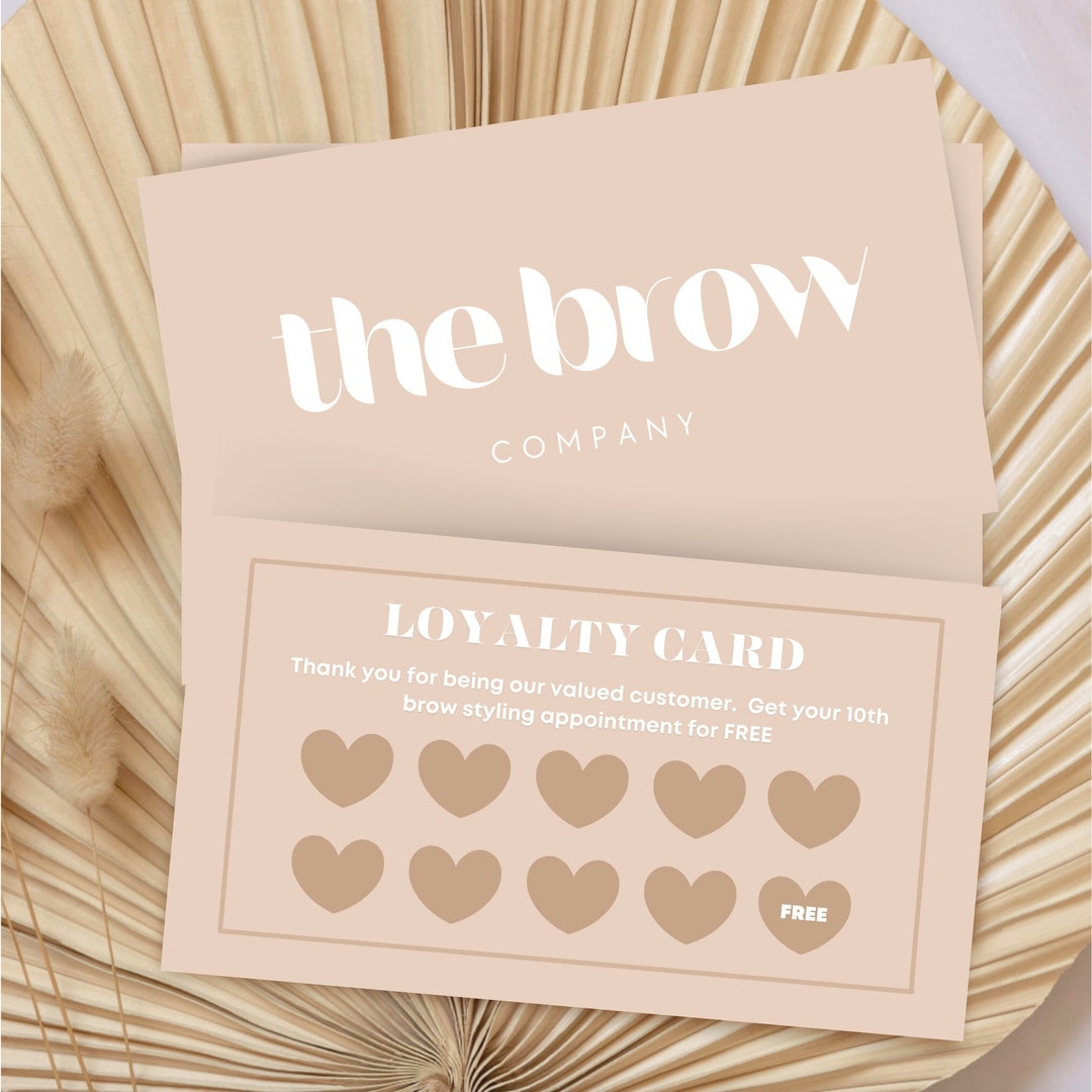 Brow Business Loyalty Card Template, Modern Loyalty Cards, Editable ...