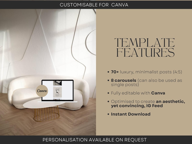 Personal Brand Instagram Template Social Media Kit for Social Media Manager Instagram Post Canva Branding Kit Modern Luxury Instagram