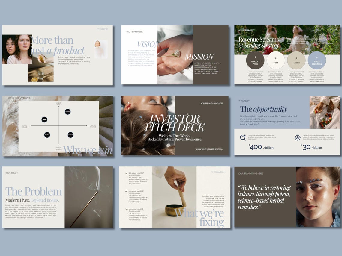 Wellness Startup Pitch Deck | Powerpoint & Canva Template | Investor ...