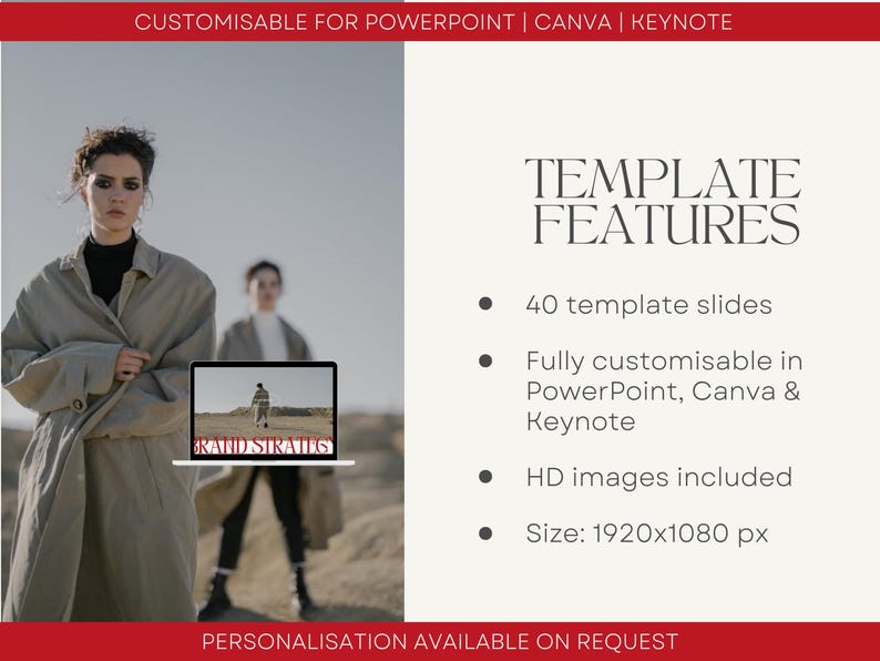 May include: A template for creating presentations with 40 slides. The template is fully customisable in PowerPoint, Canva, and Keynote. It includes HD images and is 1920x1080 pixels in size.
