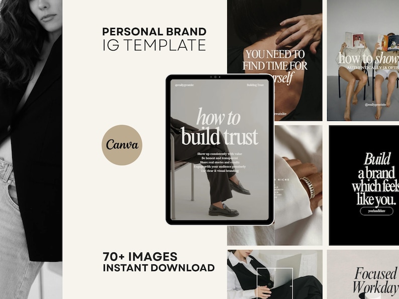 Personal Brand Instagram Template Social Media Kit for Social Media Manager Instagram Post Canva Branding Kit Modern Luxury Instagram
