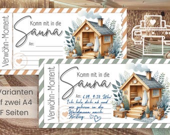 Wellness voucher | Personalized voucher | SPA sauna voucher | Voucher | Birthday gift | PDF printable | Sauna