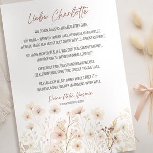 Carta del padrino flor de bautizo I Regalo ahijado de bautizo I Carta de padrino personalizada I Carta de bautizo de regalo I PDF con enlace a plantilla de Canva
