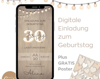 30 years l Digital birthday invitation card I Birthday invitation I Personalizable birthday invitation l WhatsApp l Alina