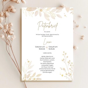 Carta padrino bautizo Boho I Regalo bautizo ahijado I Certificado padrino personalizado I Regalo bautizo carta bautizo I PDF con enlace a plantilla Canva