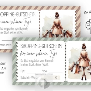 Shopping Gutschein | Personalisierter Gutschein | Shopping Tag | digitaler Gutschein | Geld als  Geschenk | PDF Ausdrucken | gemeinsame Zeit