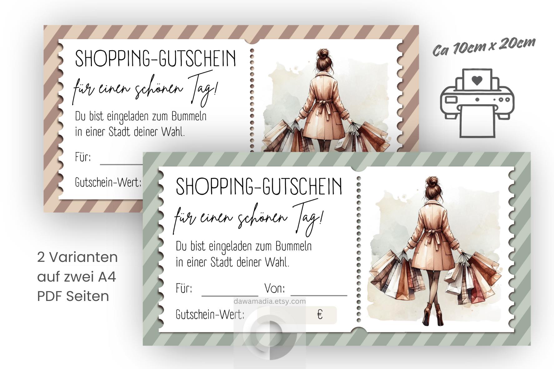 Shopping voucher | Personalized voucher | Shopping day | Digital voucher | Cash as a gift | PDF printout | Time together