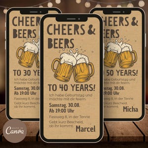 30 40 50 jaar l Digitale uitnodigingskaart Verjaardagsuitnodiging met bierfeestje I Verjaardagsuitnodiging l WhatsApp l Proost en bieren