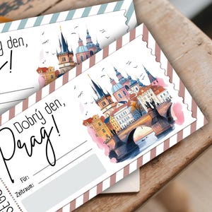 Reisegutschein | Personalisierter Gutschein | Wochenende in Prag | Gutschein Reise | Geburtstag | PDF Vorlage Drucken l Überraschung Prag 1