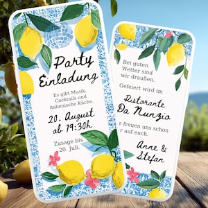 Sommer Zitronen Amalfi l Digitale Einladungskarte Party oder Geburtstag I WhatsApp Einladung  I Canva Vorlage mediterran Sommerparty E-card