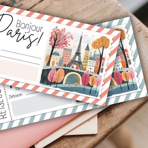 Travel voucher | Personalized voucher | Weekend in Paris | Travel voucher | Birthday | PDF template print l France 1