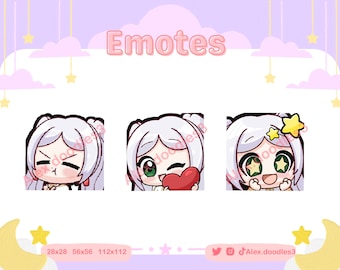 Emote Frier per Twitch / Discord / Youtube / Emote Stream / Emote Capelli Bianchi per Twitch / Emote Anime Popolari / Emote Animate /