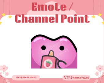 PKMN Ditto che beve il tè Boba / Emote per Twitch, Discord e YouTube / Risorse per lo streaming, carino, viola