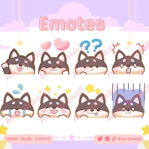 Shiba Inu Dog Emotes for Twitch / Discord / Youtube | Stream emote | Custom Twitch Emotes | Orange Dog | Animated Emotes |