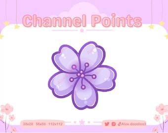 Fiore Sakura (viola) Punti canale per Twitch/Icona punto canale Twitch/Emote Twitch/Emote streaming/Riscatto punti canale