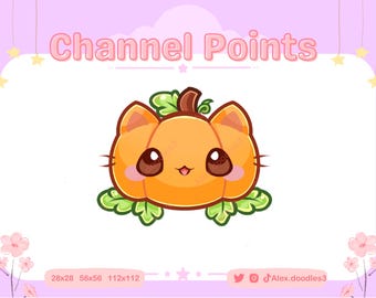 Icona punti canale Twitch Pumpkin Kitten Cat / Icona punti canale Twitch / Emote Twitch / Emote streaming / Riscatta punti canale / Halloween
