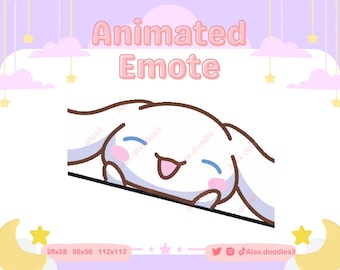 Emote animata Bongo Bunny di peluche bianco alla cannella per Twitch / Discord / Youtube / Emote di streaming / Emote personalizzate di Twitch / Emote animate /