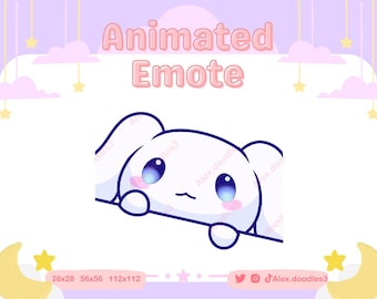 Emote animata Bongo Bunny di peluche bianco alla cannella per Twitch / Discord / Youtube / Emote di streaming / Emote personalizzate di Twitch / Emote animate /