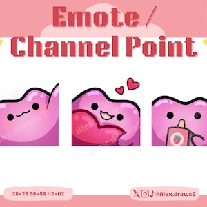 PKMN Ditto Hi Wave, Heart, Drinking Tea Boba | Emote for Twitch, Discord and YouTube | Stream Assets, Cute, Purple