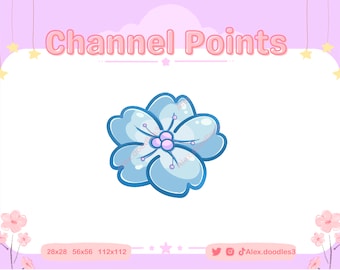 Fiore Sakura (blu) Punti canale per Twitch / Icona punto canale Twitch / Emote Twitch / Emote streaming / Riscatto punti canale