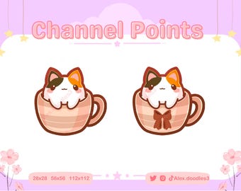 Punto canale Catpuccino di Fall Cat Cafe / Icona punto canale Twitch / Emote Twitch / Emote streaming / Carino / Icona punto canale Twitch Riscatta