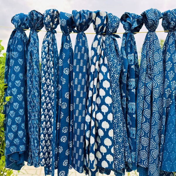 Blue Cotton Indigo Sarong Natural Hand dyed India Fabric Beach Wear Woman Scarf Summer Sarong Soft Voile Fabric All Season Pareo