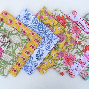 Ensemble de serviettes assorties, lot de 50 serviettes imprimées à la main, serviette bohème, serviettes de table en coton à assortir, faites main en Inde image 4