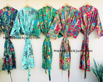 Robe Frida Khalo, robe de chambre, robe de demoiselle d’honneur, robe de chambre kimono, peignoir kimono en coton loungewear pour femmes