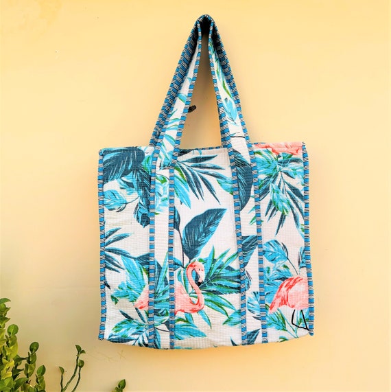 TOTE BAG - Quilted Cotton Block Printed Large Tot… - image 2