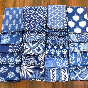 Set Of 10 Pcs. Indigo Blue Napkins, Dinner Kitchen napkins, 100% Cotton Wedding Party Napkins Set Boho Style Reusable Table Cloth Napkins