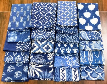 Lot de 10 pièces Serviettes bleu indigo, serviettes de cuisine, serviettes de table pour mariage 100 % coton, ensemble de serviettes de table réutilisables style bohème