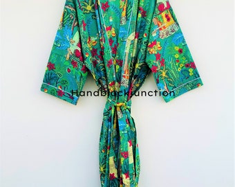 Robe Frida Khalo, robe de chambre, robe de demoiselle d’honneur, robe de chambre kimono, peignoir kimono en coton loungewear pour femmes