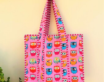 Borsa tote con gufo, borsa tote per bambini multitasche con cerniera, borsa tote a spalla classica vintage, borsa tote shopping regalo per lei, borsa tote trapuntata