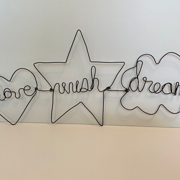 Love Wish Dream Wire Sculpture Wall Art