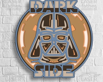 Dark Side SVG, Star Wars DXF, Darth Vader Laser Cut, Layered Wood Cutout, Glowforge Files, Cricut Projects, 3D Paper Craft, Instant Download