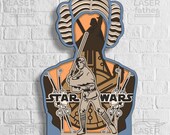 Princess Leia SVG, Luke Skywalker SVG, Star Wars Design, Laser Engraving Template, Cricut Cutting, layered projects, Instant Download