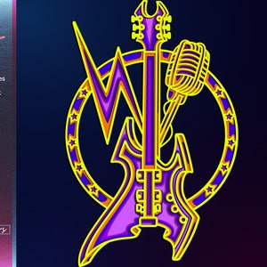 Rock Guitar Multilayered 3D SVG File, Digital Download files png ai cdr dxf dwg eps, Rock Music SVG, Guitar Laser Cut File