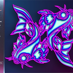 3D Fish Layers SVG File, Digital Download files png ai cdr dxf dwg eps, Fish Art, Mandala Laser Cut File, Craft Gift